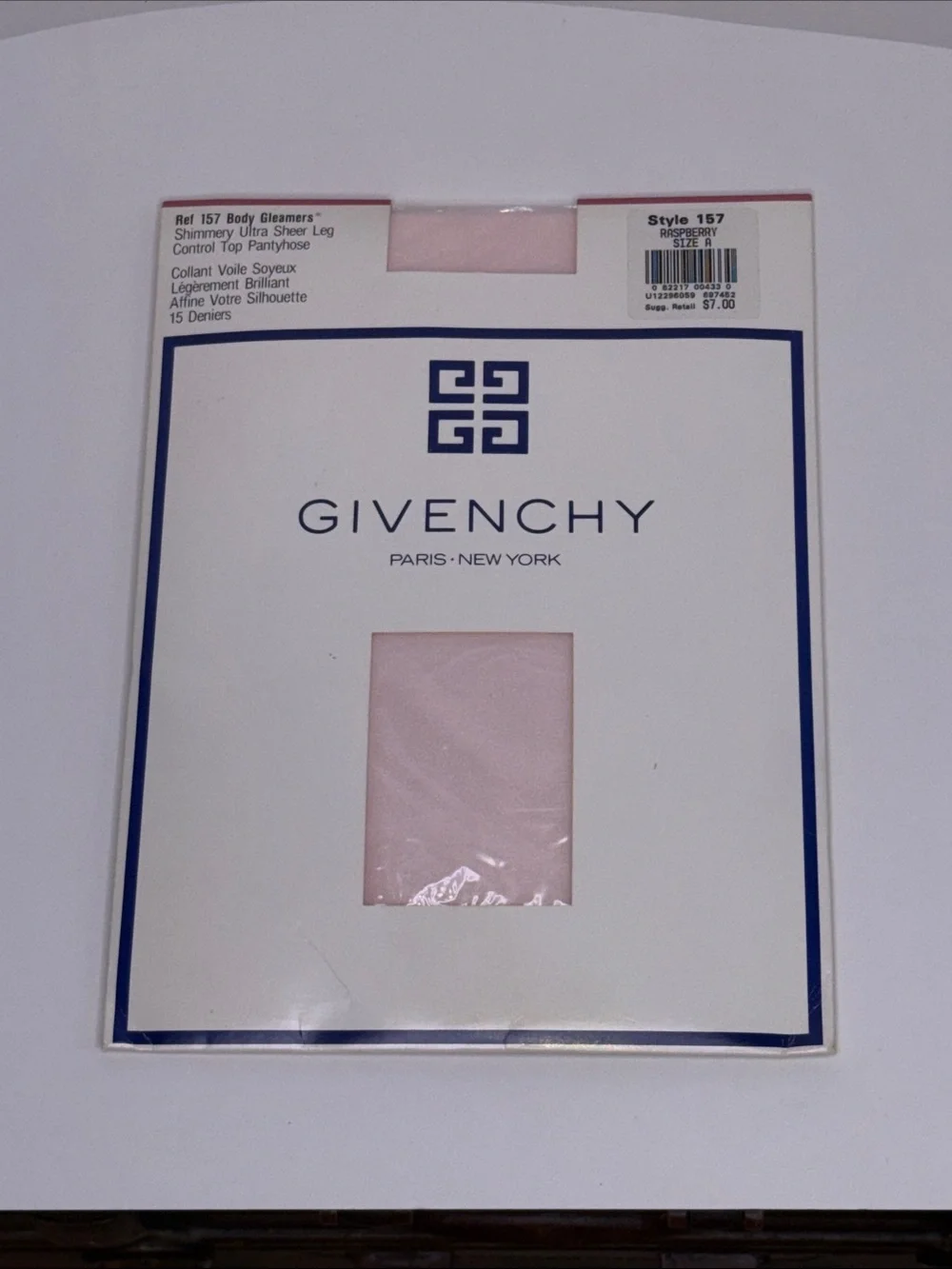 VINTAGE 1990 Givenchy Pale Pink Sheer Control Top Shimmer Hosiery Rasberry SizeA